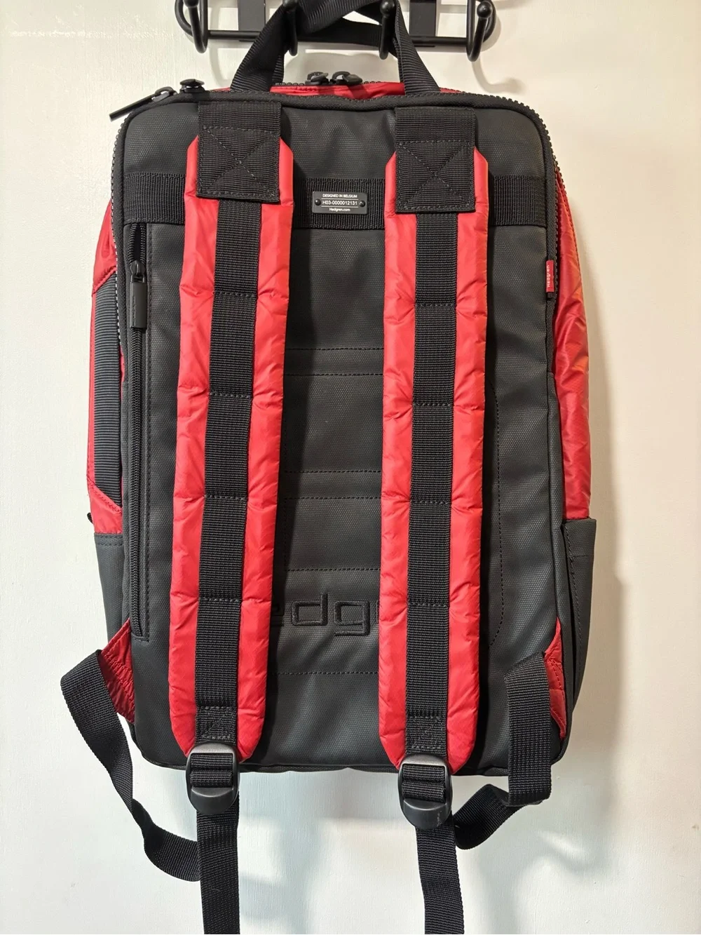 Hedgren Red Nylon Backpack Laptop Travel Bag Unisex